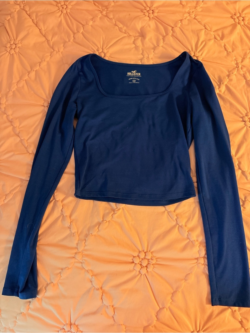 Hollister Deep Navy Long-Sleeve Scoop Neck Top